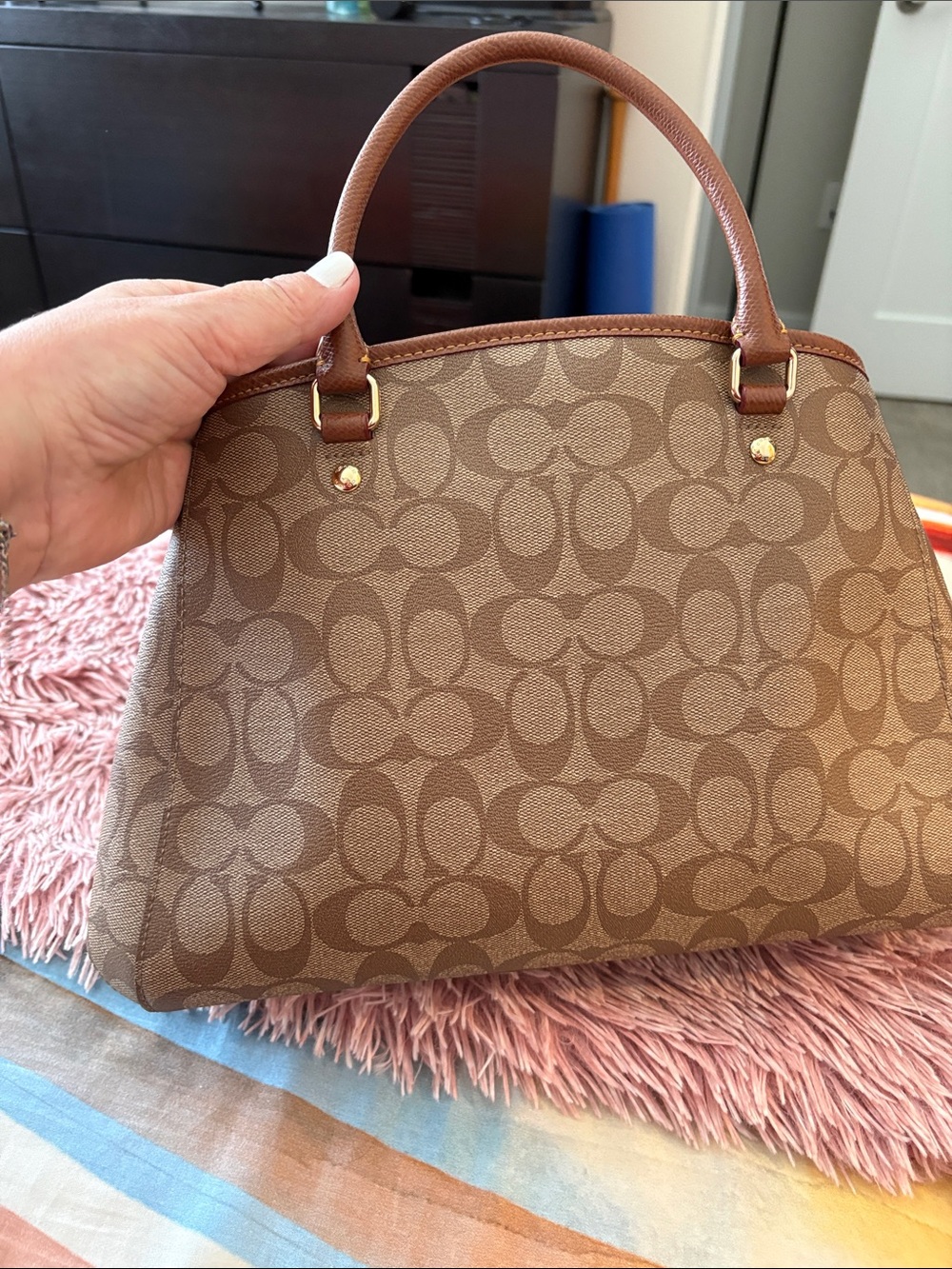 Coach Khaki/Chestnut Signature Satchel with Matching Accessories - Picture 3 of 16